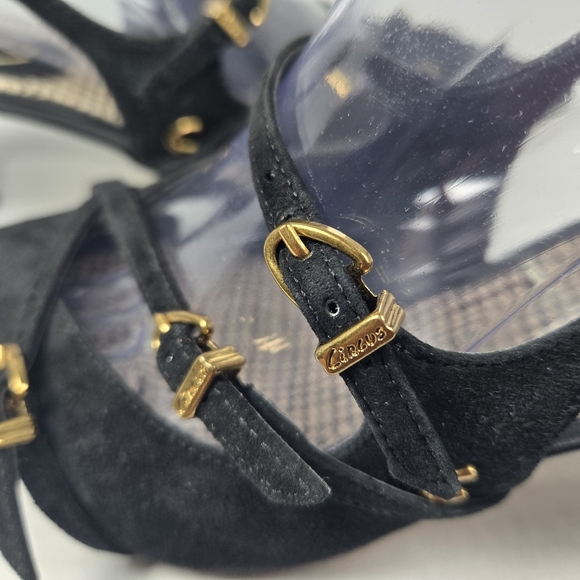 Circus by Sam Edelman Fraya Slingback Black Suede Pumps with Gold Buckles-Size 7 - Picture 8 of 15